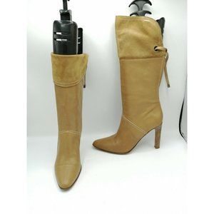 Karen Millen Tan Leather /Suede Boots 37.5 Women's US 6.5